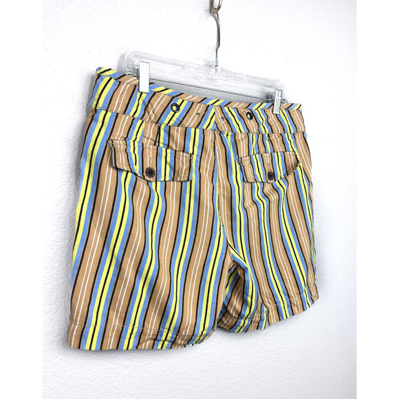 Hei Hei Shorts Size Large 10/12 (See Desc) Yellow Tan Stripe Anthro Boho Utlity - Picture 8 of 10
